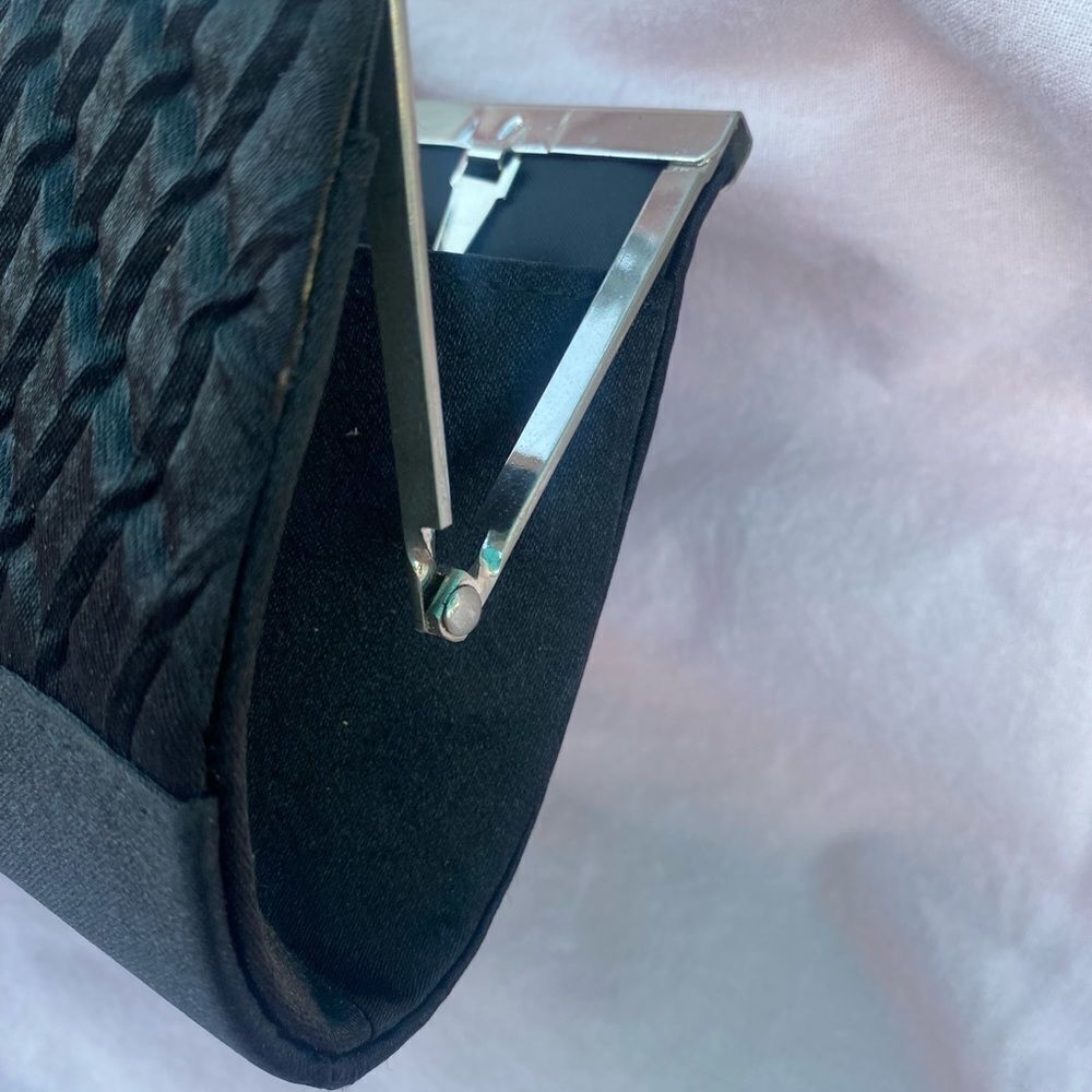 Black Evening Bag Purse Small Clutch Chain Strap - Picture 9 of 10